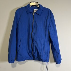 ZARA Jacket  Women’s Small spring lightweight blue NWT zipper pockets